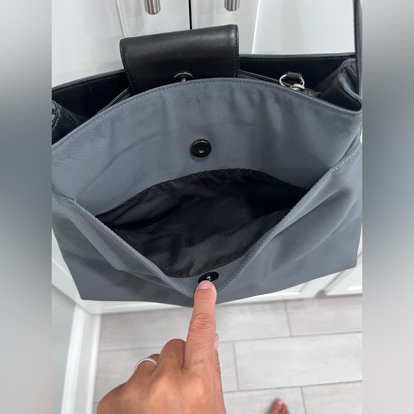 Coach Mercer Gray Nylon & Black Leather Trim Shoulder Bag Vintage - Picture 2 of 6